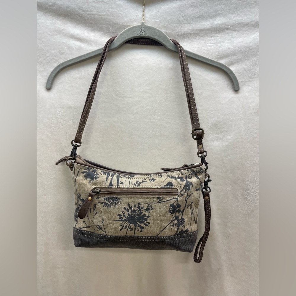 Myra Bag Floral Canvas Shoulder Bag - Brown and Cream